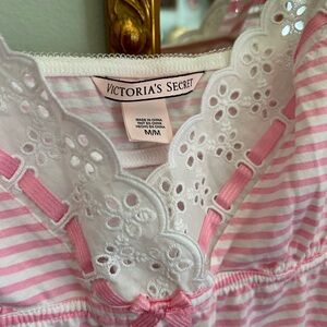 Victoria's Secret Pinstriped Pink Lacey Nightwear